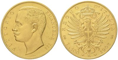 Regno D'italia. Vittorio Emanuele III (1900 - 1943). 100 Lire 1903 'aquila Araldica'. Au (32,20 G...