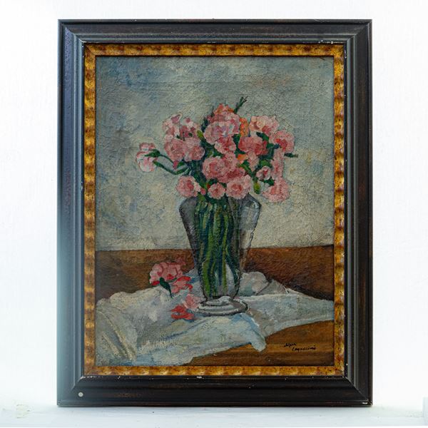 ALFIERO CAPPELLINI : Vase with flowers  - oil painting canvas - Auction Smart Auction: furniture, paintings, sculptures, silver and more at affordable prices - Bertolami Fine Art - Casa d'Aste