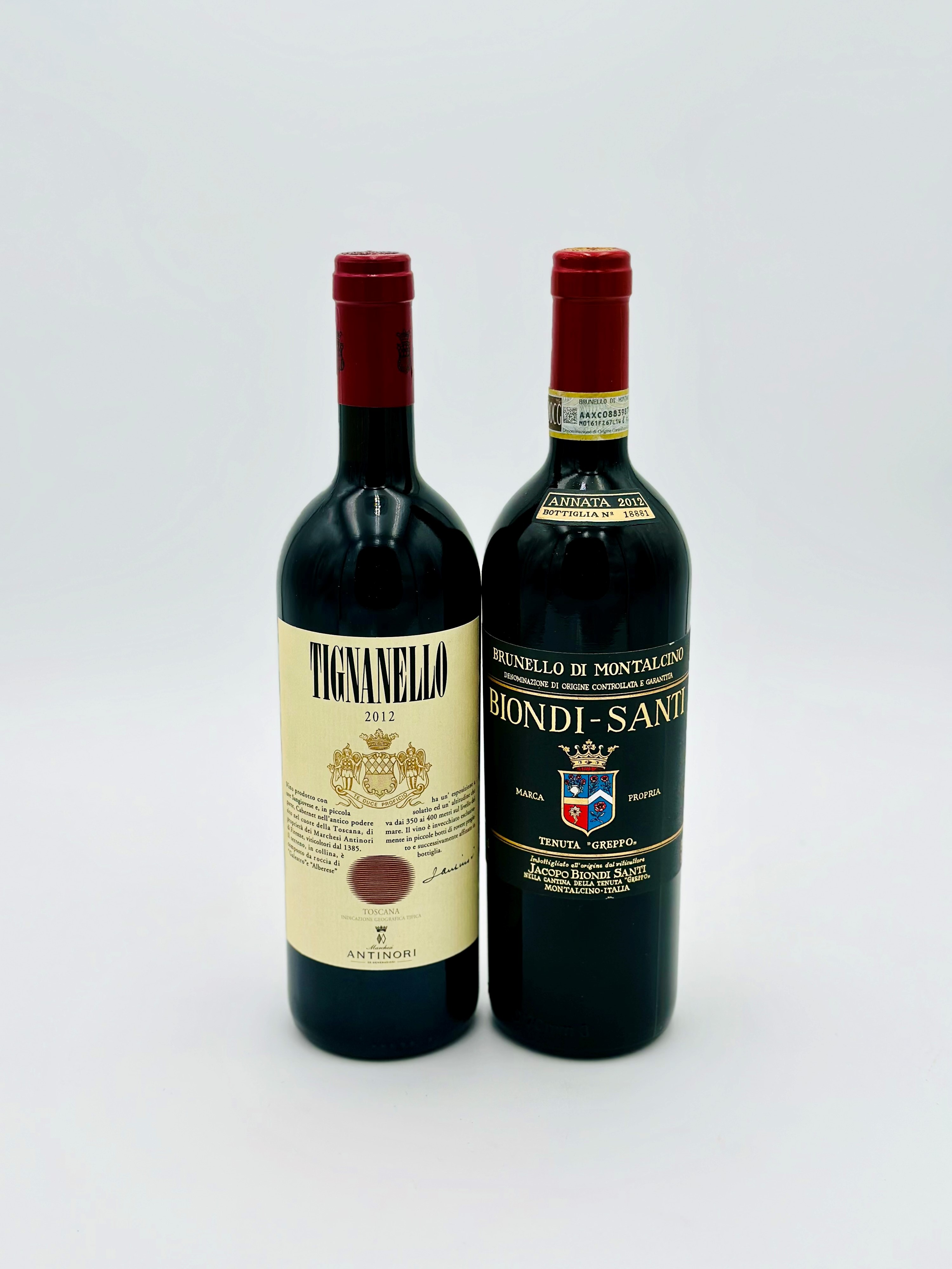 Biondi Santi, Brunello di Montalcino - Marchesi Antinori, Tignanello, 2012