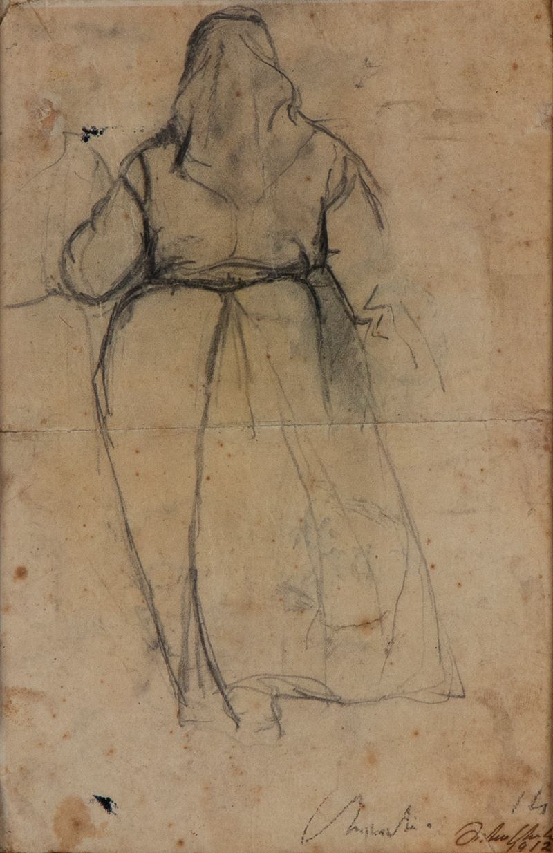 Arturo Checchi (fucecchio, 1886 - Perugia, 1971) - Figura di Donna Vista di Spalle