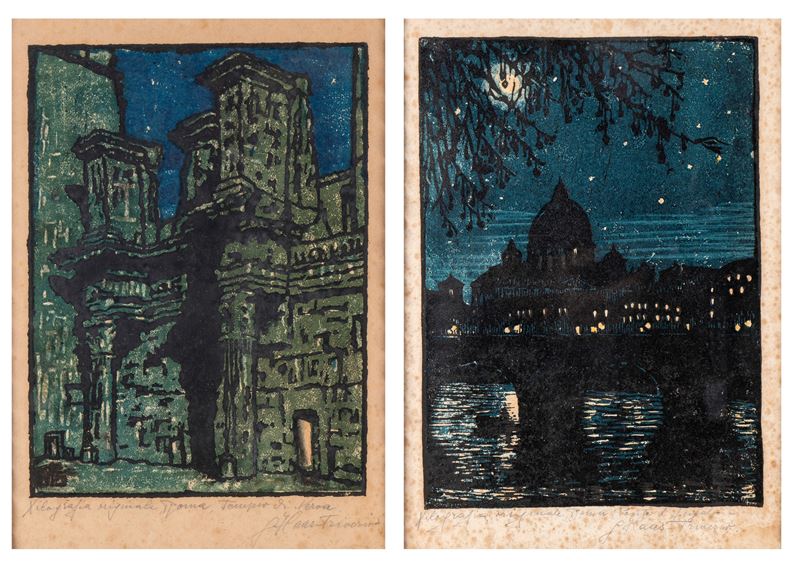Giuseppe Haas Triverio - Roma da Ponte Sant'angelo | Tempio di Nerva