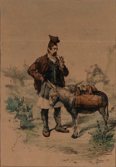 Paesaggio Sardo con Pastor e Asino