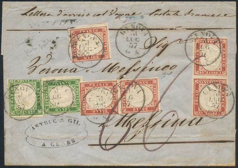 Sardegna - Lettera Viaggiata con i Piroscafi Postali Francesi