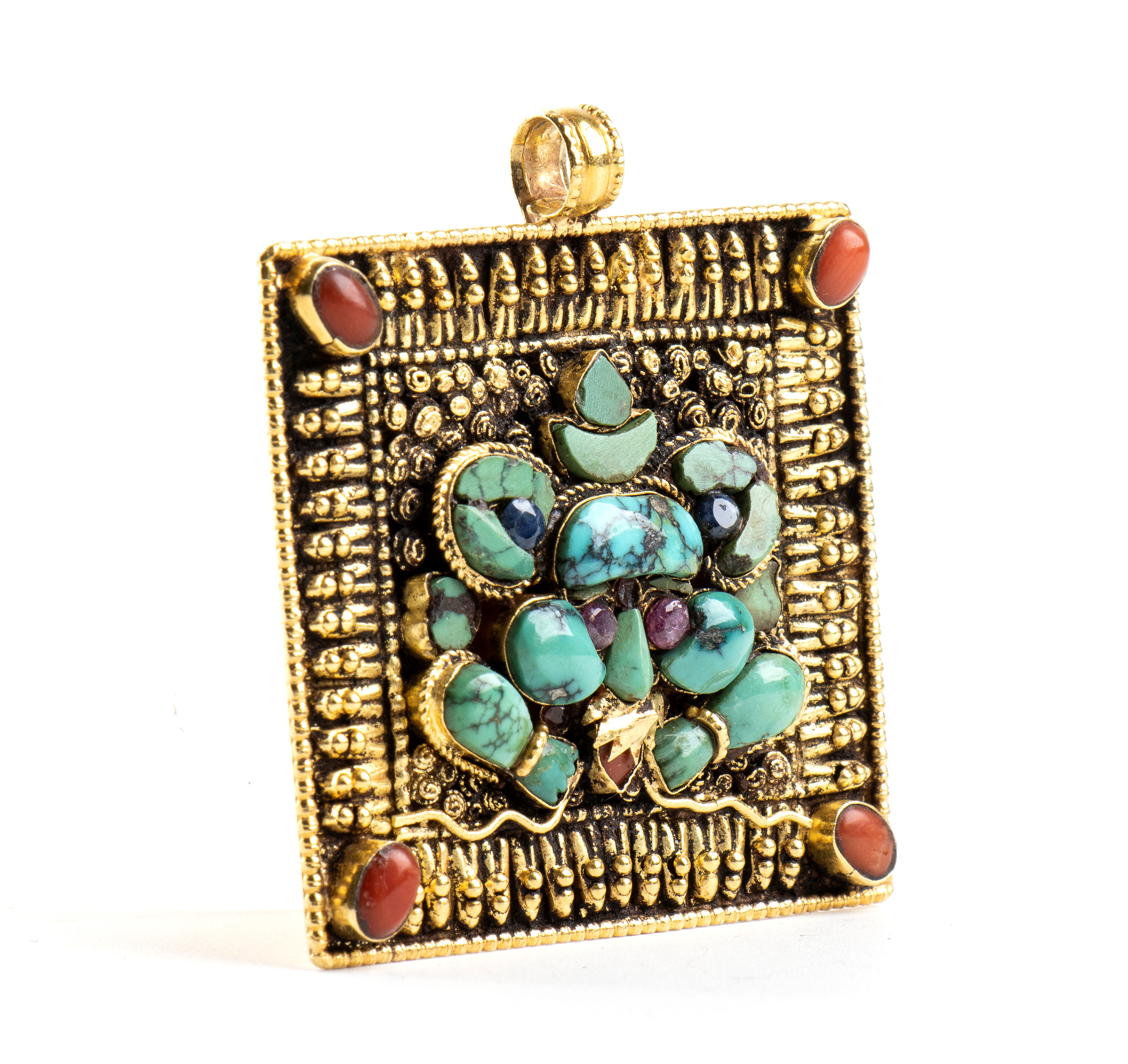 PREZIOSO PENDENTE IN ORO E INSERTI DI PIETRE DURE