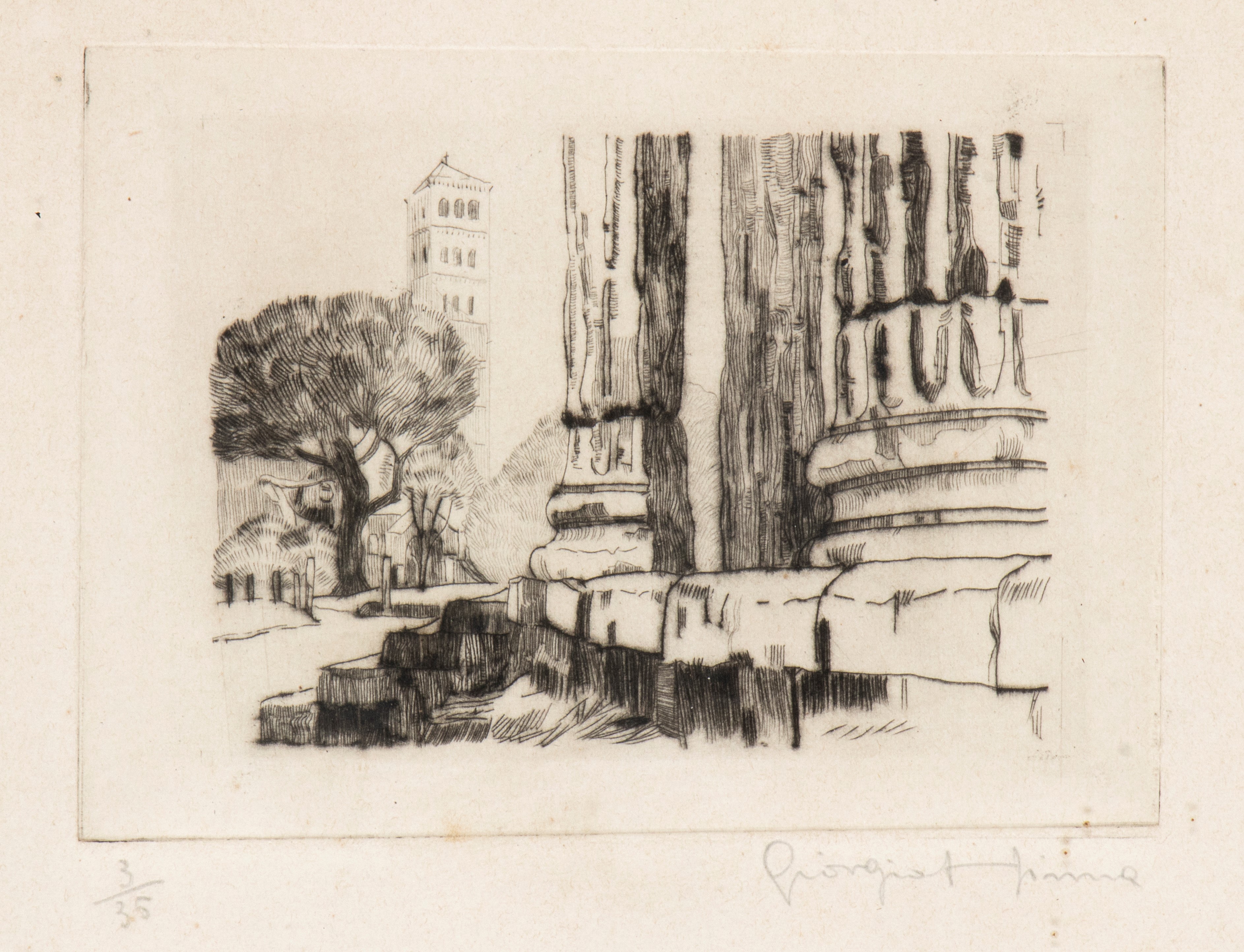 Giorgio Hinna - Ponte Cestio a Roma | S. Maria in Cosmedin Vista da dal Tempio di Ercole Vincitor...
