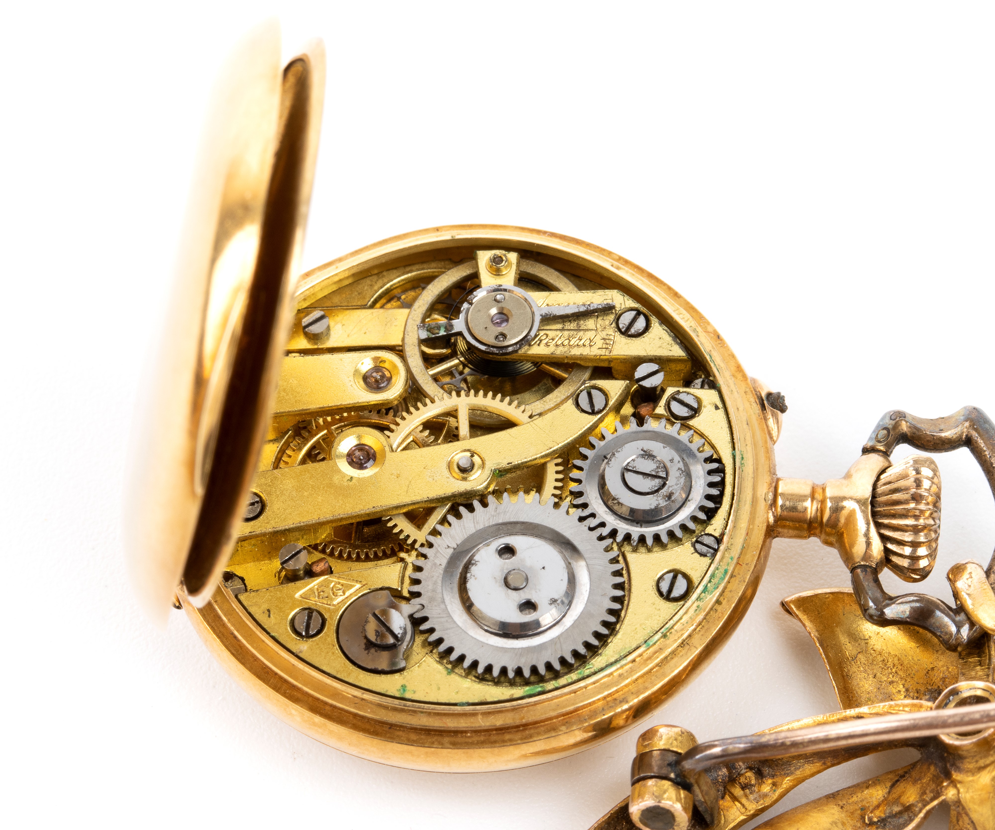 Orologio da tasca con spilla in oro