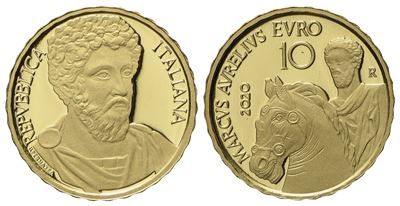 Repubblica Italiana. 10 Euro "serie Imperatori Romani - Marco Aurelio". Au (3 G; 13,85 MM). Proof