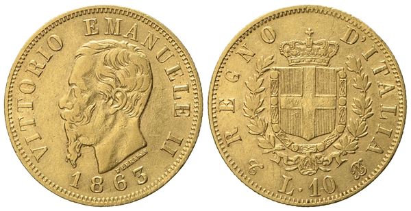 REGNO D'ITALIA. Torino. Vittorio Emanuele II (1861 - 1878). 10 lire 1863. Au (3,21 g; 18,3 mm).