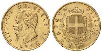 Regno D'italia. Roma. Vittorio Emanuele II (1861 - 1878). 20 Lire 1878. Au (6,48 G; 21 MM).
