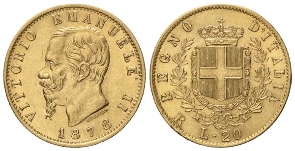 REGNO D'ITALIA. Roma. Vittorio Emanuele II (1861 - 1878). 20 lire 1878. Au (6,48 g; 21 mm).