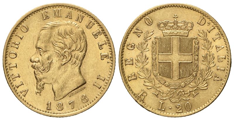 Regno D'italia. Roma. Vittorio Emanuele II (1861 - 1878). 20 Lire 1878. Au (6,48 G; 21 MM).