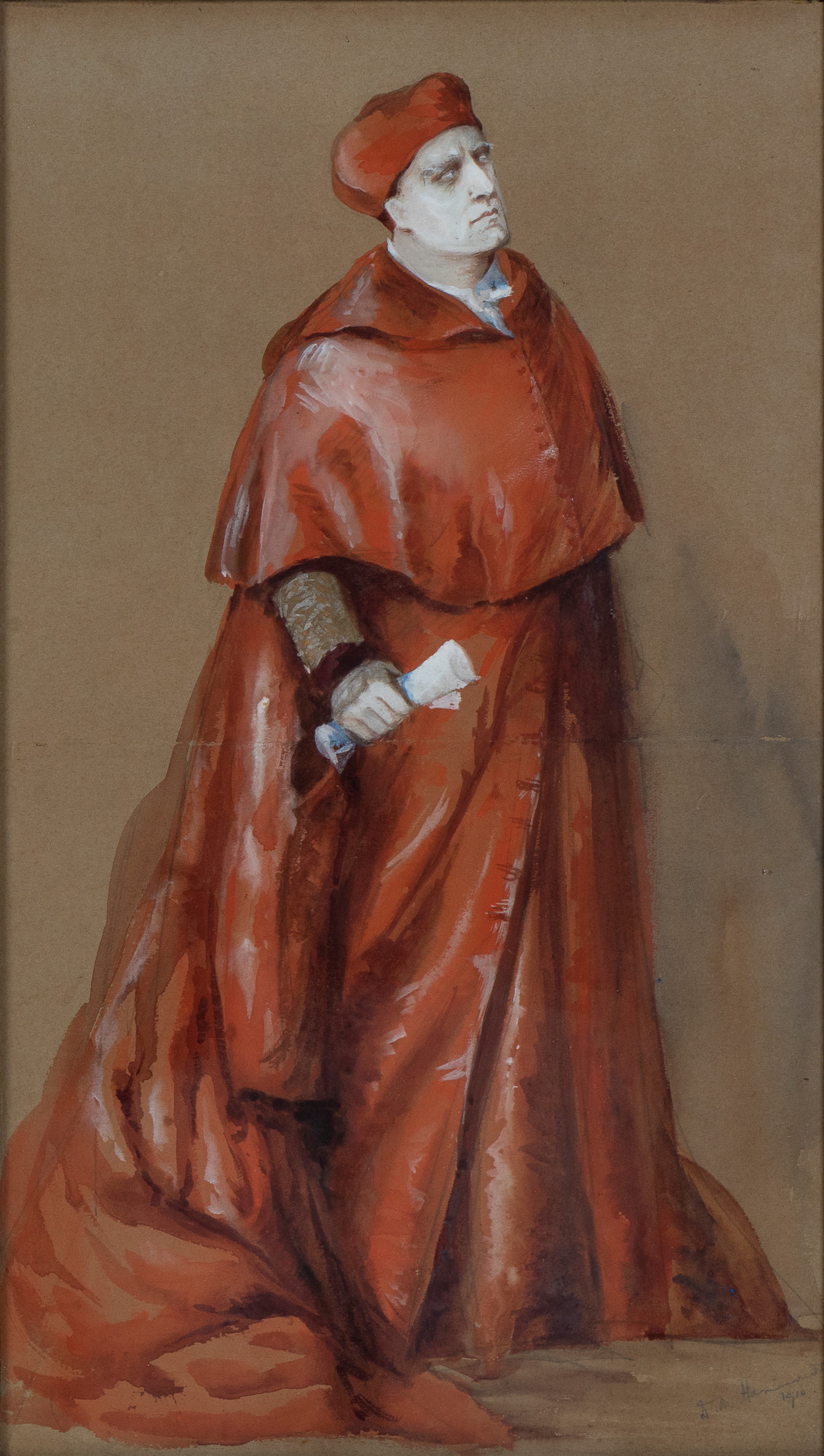 Gertrude Demain Hammond - Paravento a Quattro Panelli Decorato con Personaggi di "enrico VIII" di...