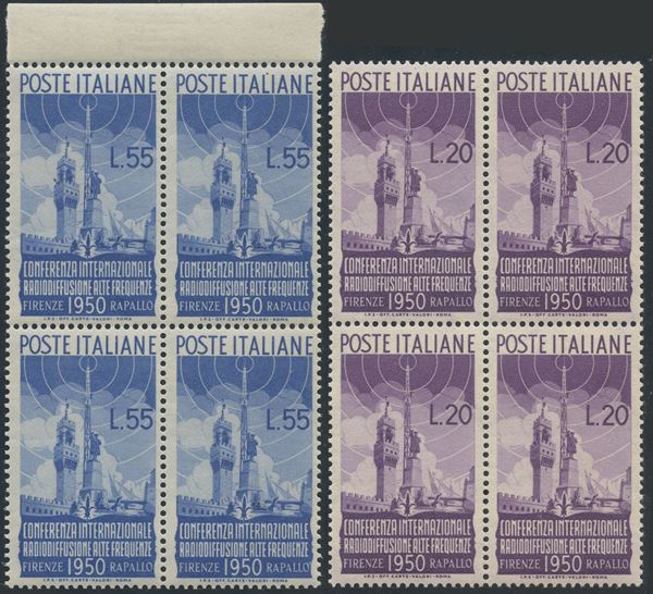 Republic - broadcast in quatrain  - Auction Stamps and Postal History - Bertolami Fine Art - Casa d'Aste