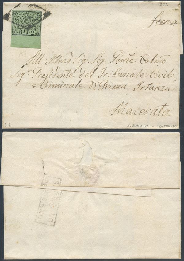 Pontifical - Envelope from S.Angelo in Pontano  - Auction Stamps and Postal History - Bertolami Fine Art - Casa d'Aste