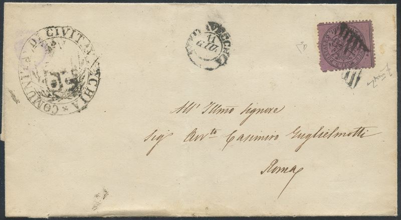Pontificio - 20 Cent. Lilla Grigio N.28c