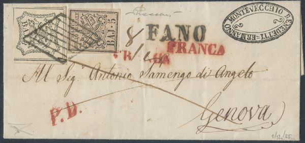 Pontificio - Lettera da Montevecchio per Genova  - Asta Francobolli e Storia Postale - Bertolami Fine Art - Casa d'Aste