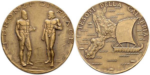 REPUBBLICA ITALIANA. IPZS. Medaglia 1981. Tesori della Calabria, i bronzi di Riace. Ae; 55gr; 50mm. FDC