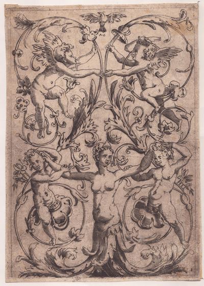 Pannello Ornamentale con Quattro Putti e una Donna