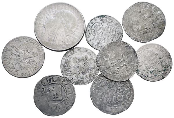 POLONIA - BOEMIA. Lotto di 9 monete da identificare. Conservazioni varie. Ag