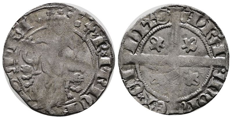 FRANCIA. Orange, Principauté, Raymond IV (1340-1393), Carlin. Ag (1,06 g; 21 mm) Poey d'Avant 451...