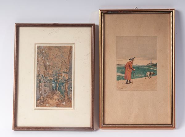 Lot of two watercolors on paper