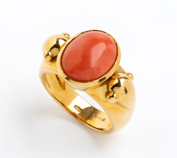 Cerasuolo coral gold band ring