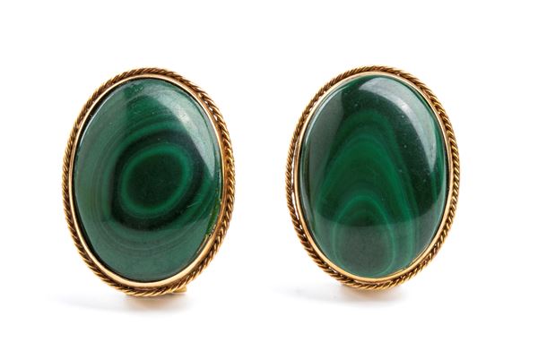 Malachite gold earrings