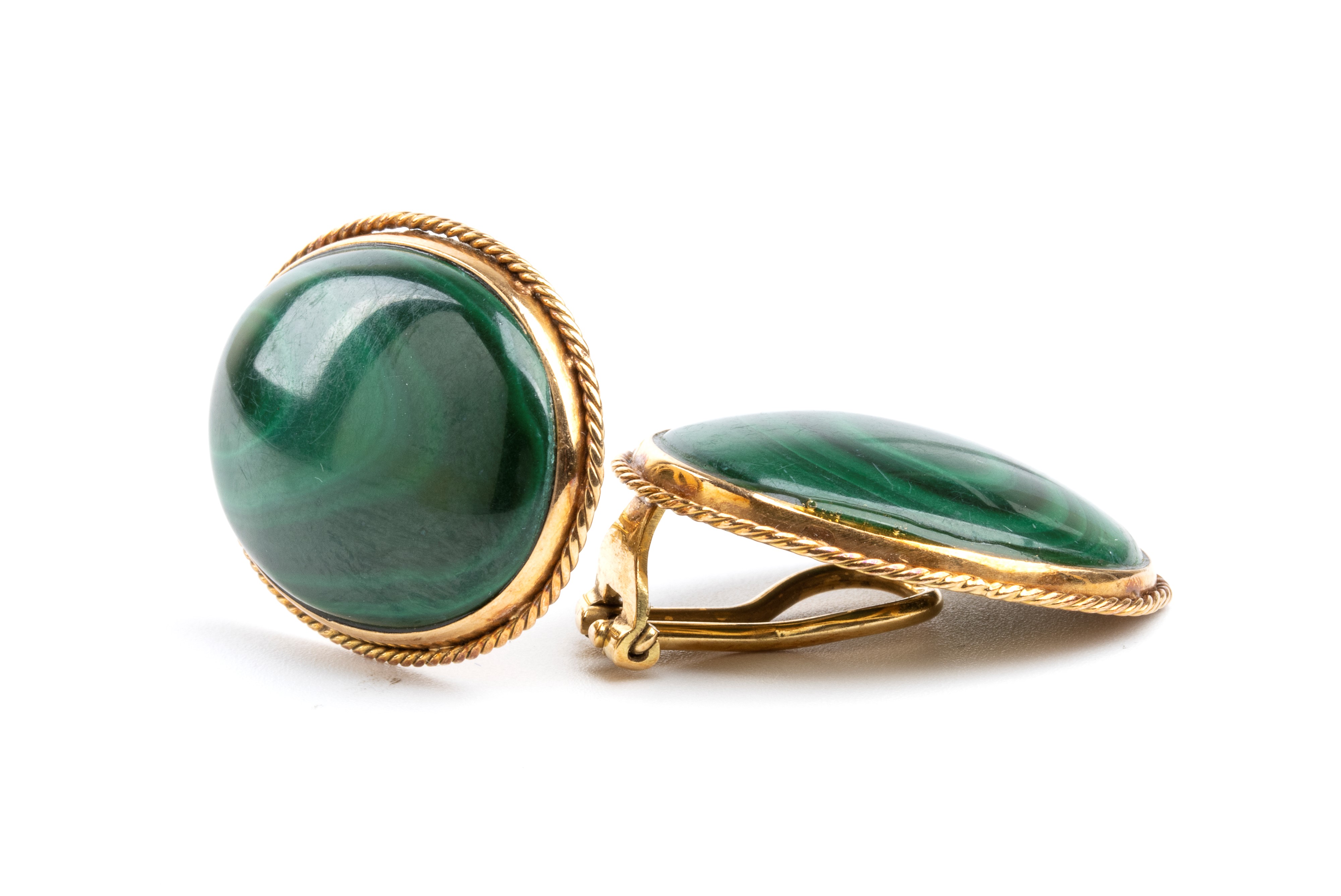 Orecchini in oro e malachite