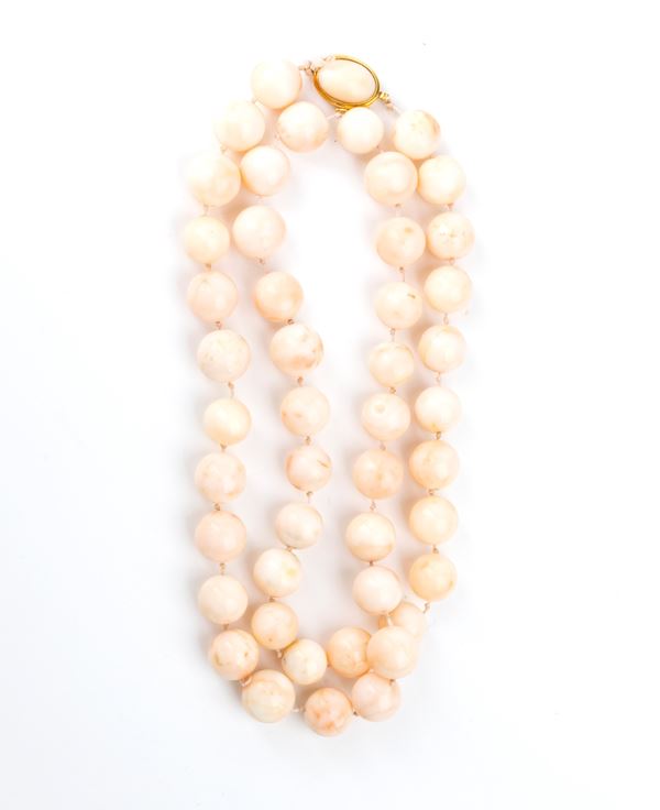 Pink coral gold necklace