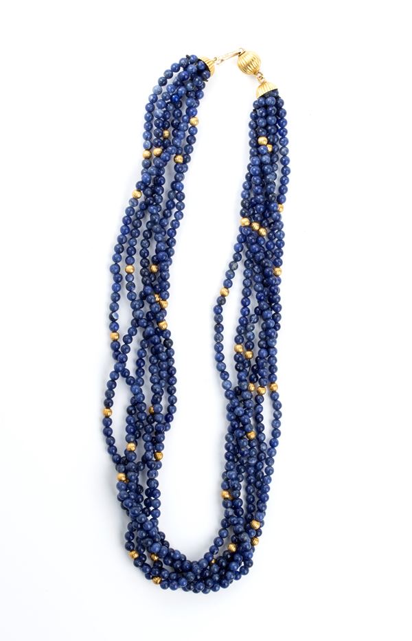 Sodalite gold torsade necklace