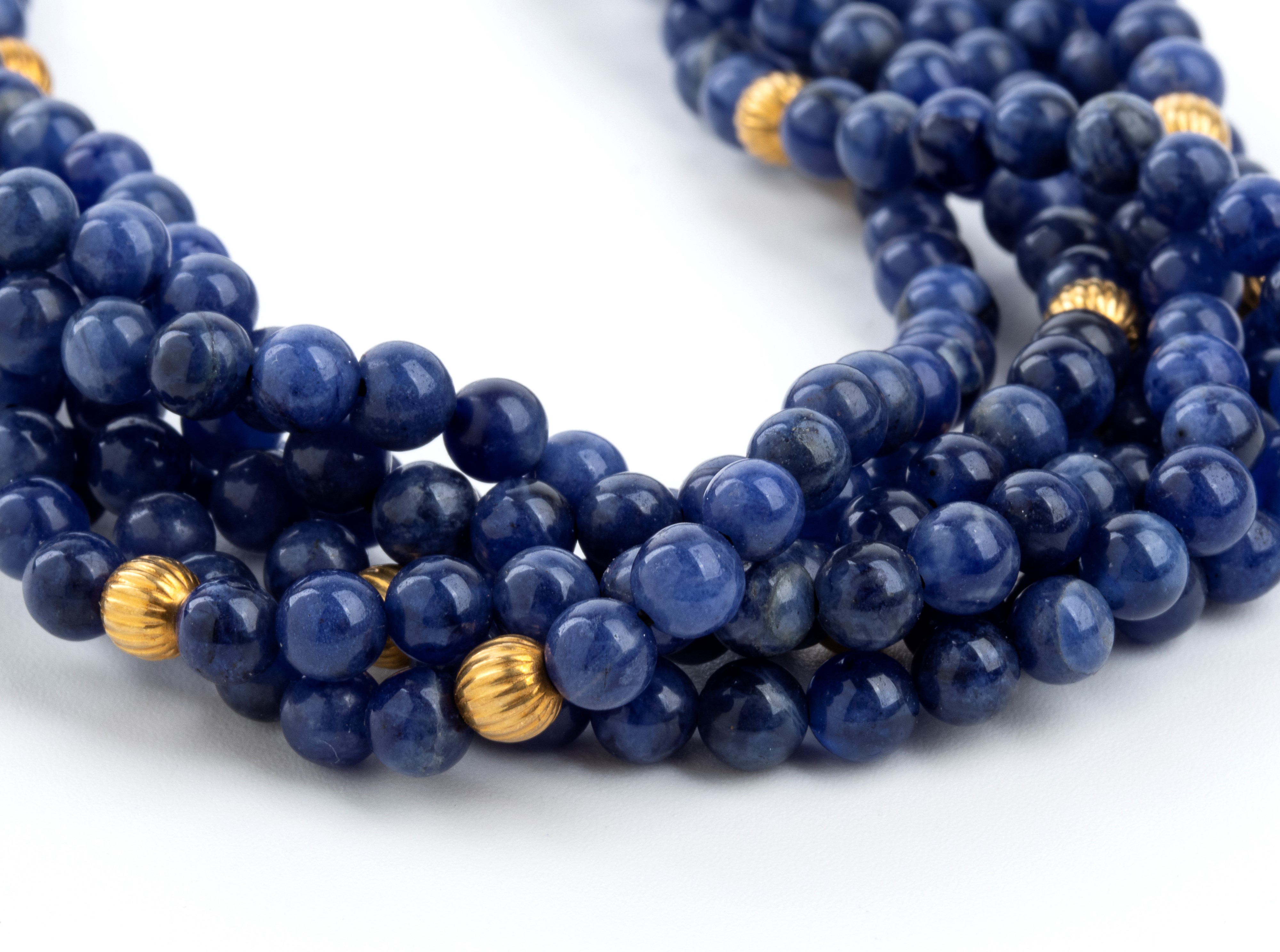 Girocollo a torsade in oro e sodalite