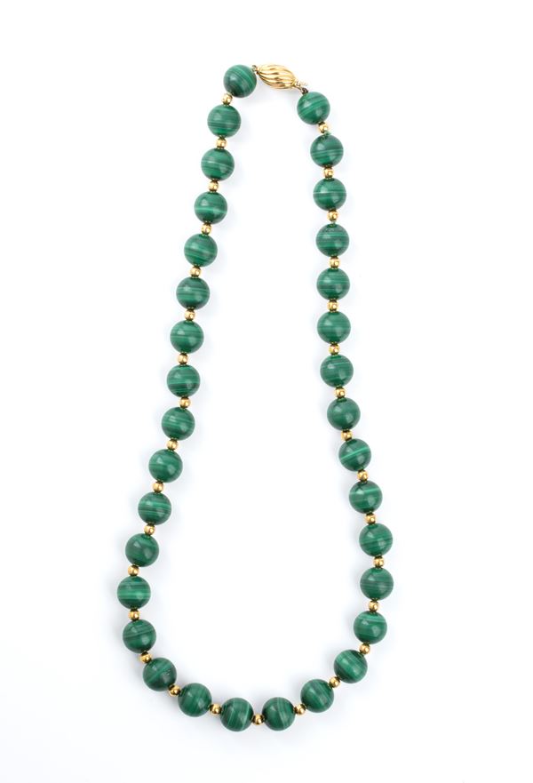 Girocollo in oro e malachite