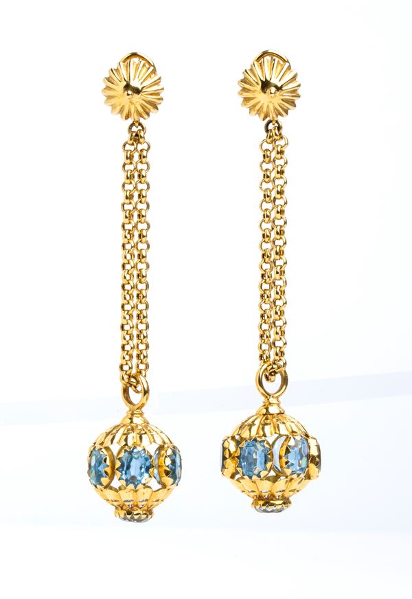 Glass paste gold drop earrings 