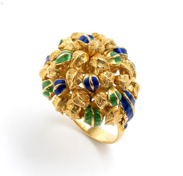 Gold enamel ring  