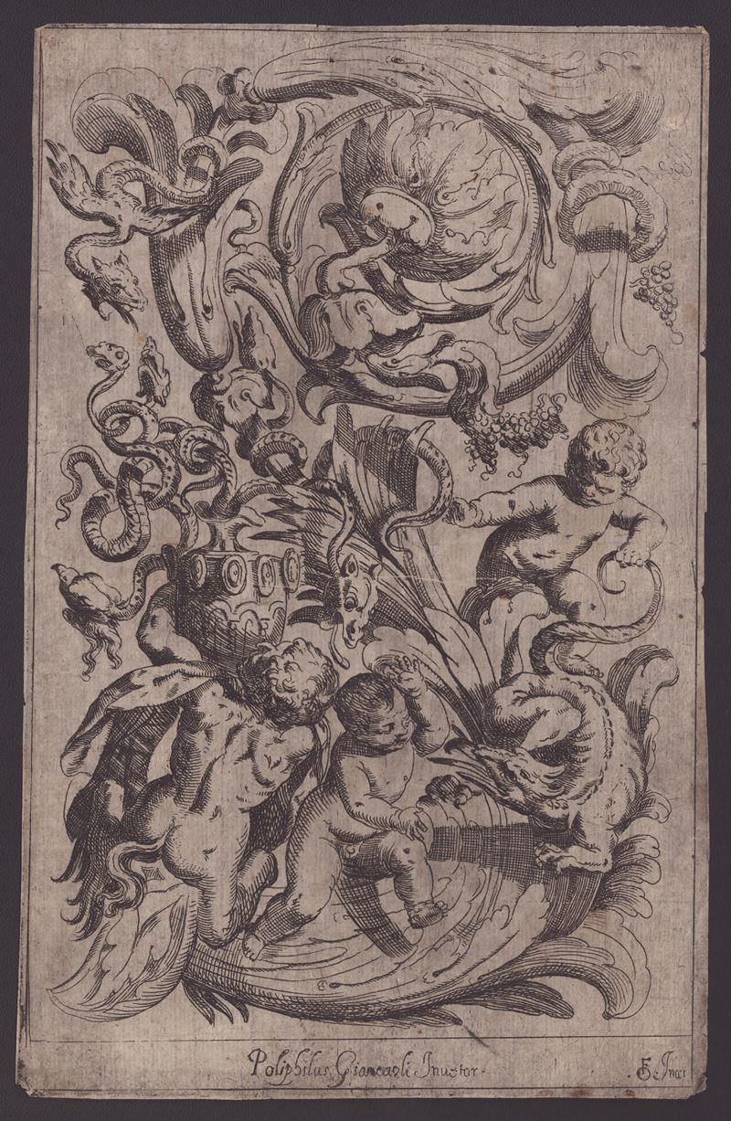 Odoardo Fialetti - Panello Ornamentale dalla Serie "disegni Varii di Polifilo Zancarli"