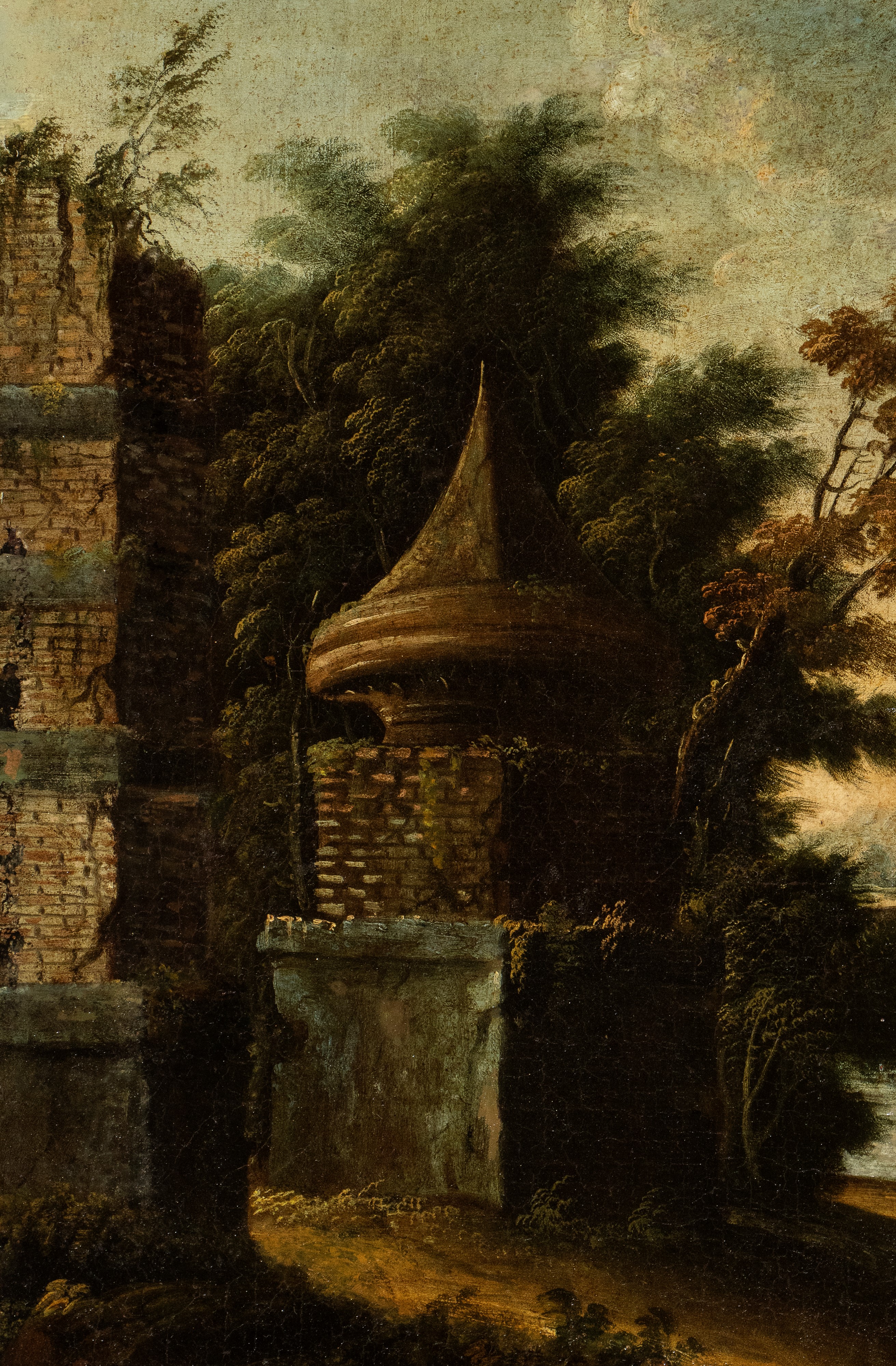 Paesaggio con rudere, torre e figure