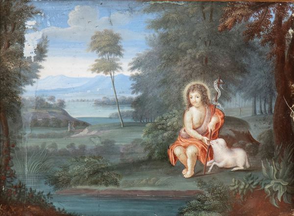 Artista attivo in Italia, XVII-XVIII secolo - Saint John the Baptist in a river landscape