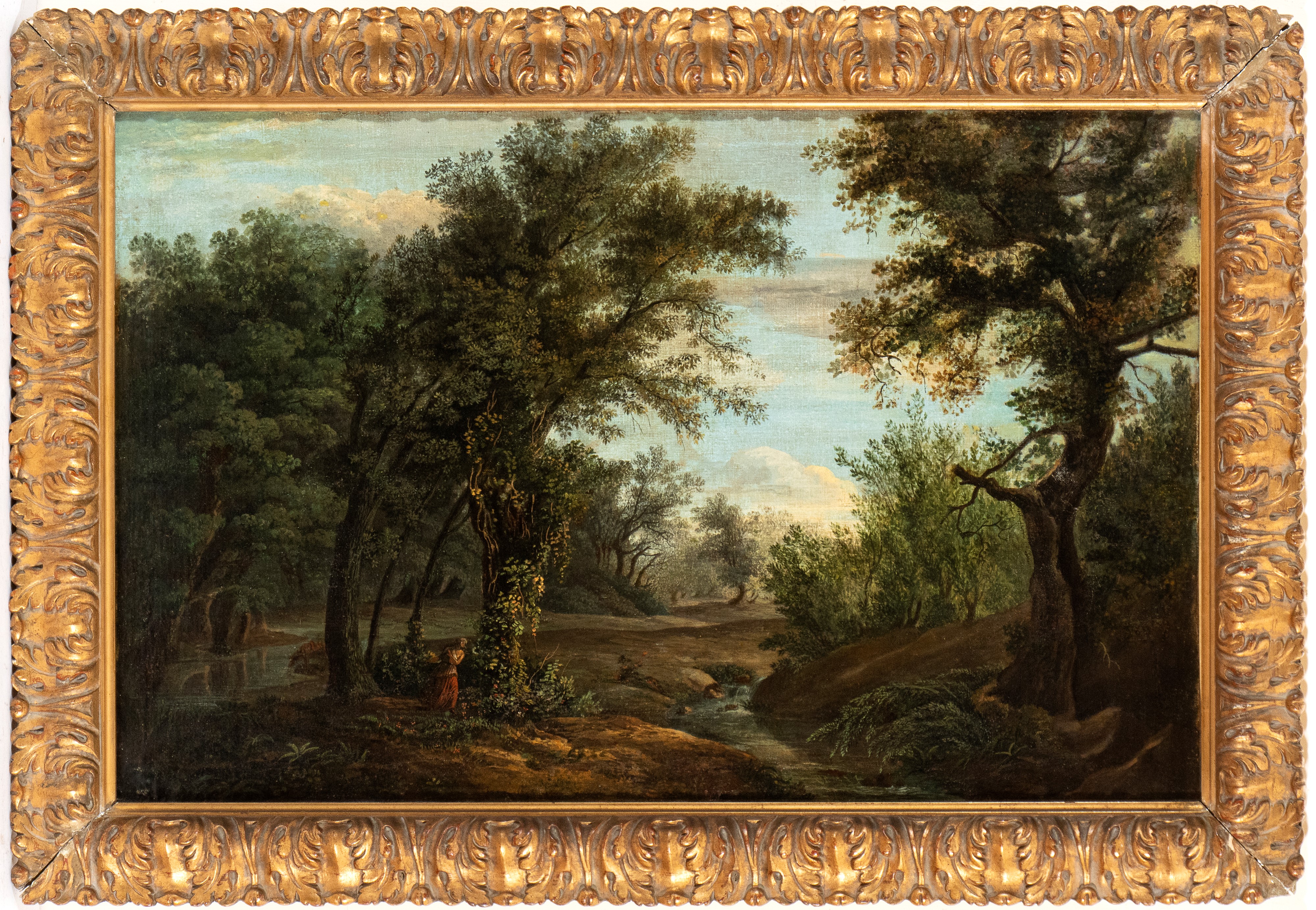 Paesaggio fluviale con figura femminile