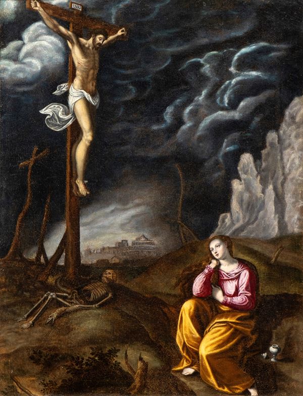 Scuola toscana, seconda met&#224; XVI secolo - Crucifixion with Mary Magdalene