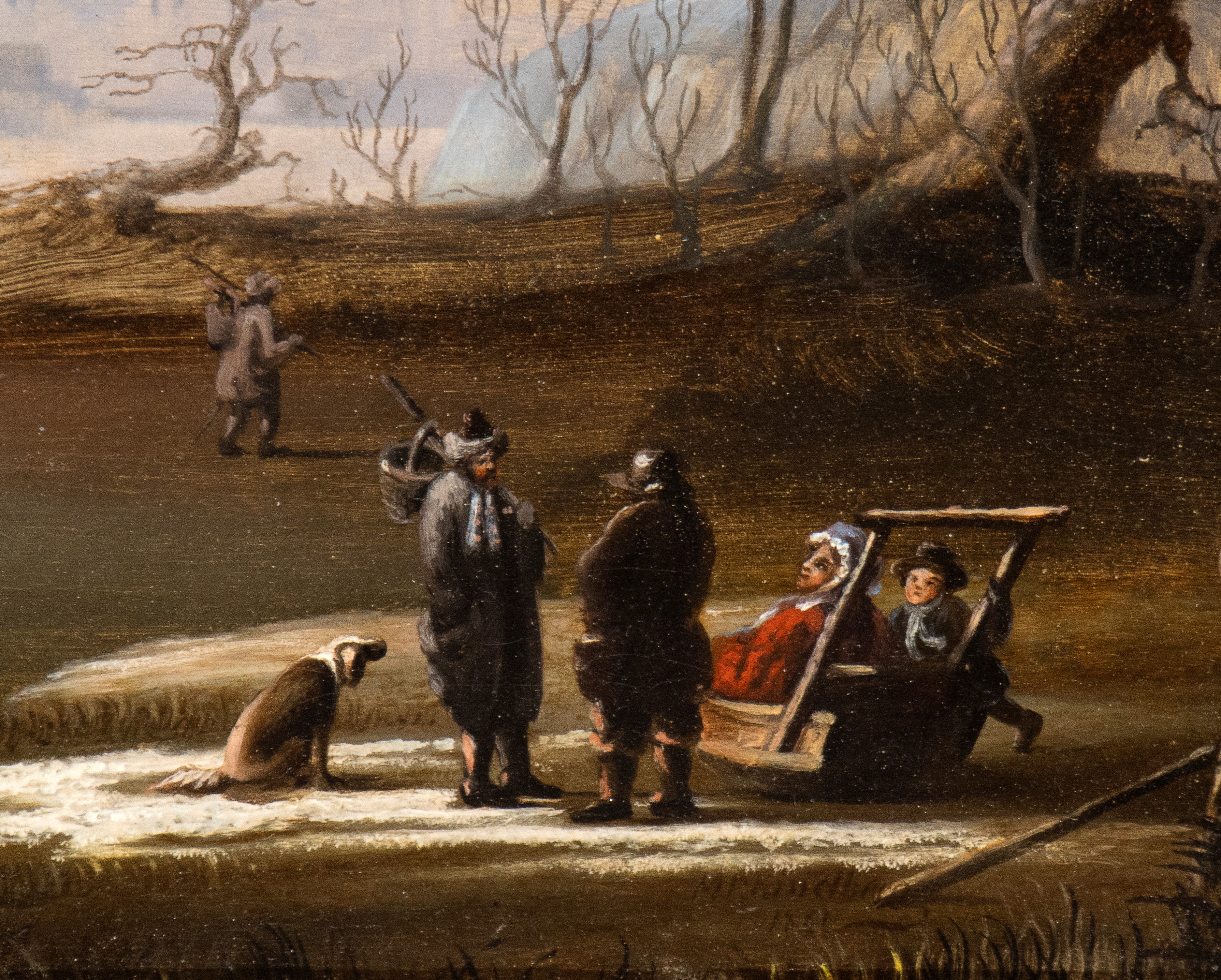 Artista Fiammingo, XVIII Secolo - Paesaggio Invernale con Lago Ghiacciato e Figure