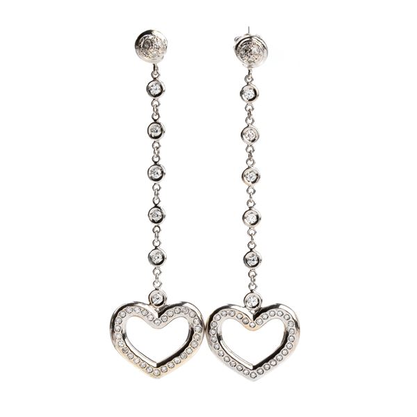 Diamond heart drop earrings