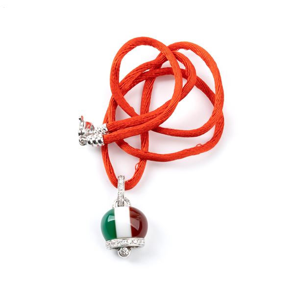 CHANTECLER - LIMITED EDITION collection: 150 years of the Unification of Italy: tricolor bell pendant with diamonds