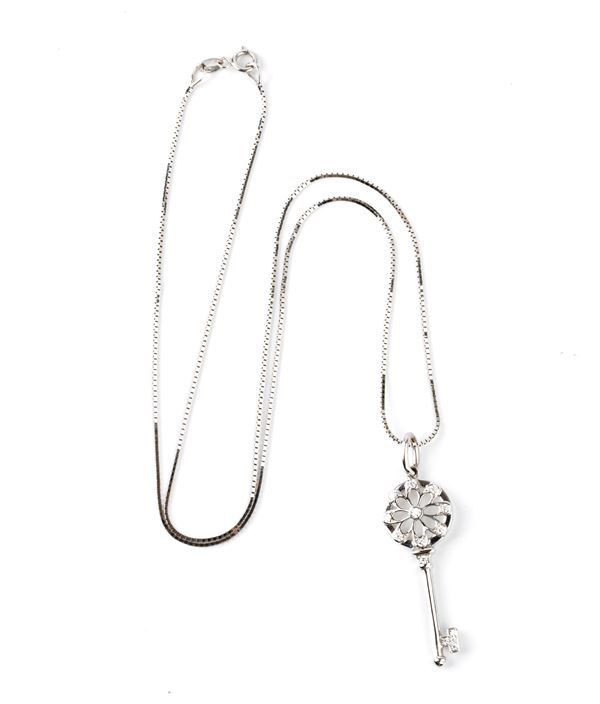 Tiffany &amp; Co.&#174; - TIFFANY KEYS colletion: "Petal Key" diamond gold pendant