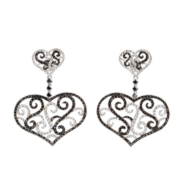 Glass paste moissanite heart shape drop gold earring