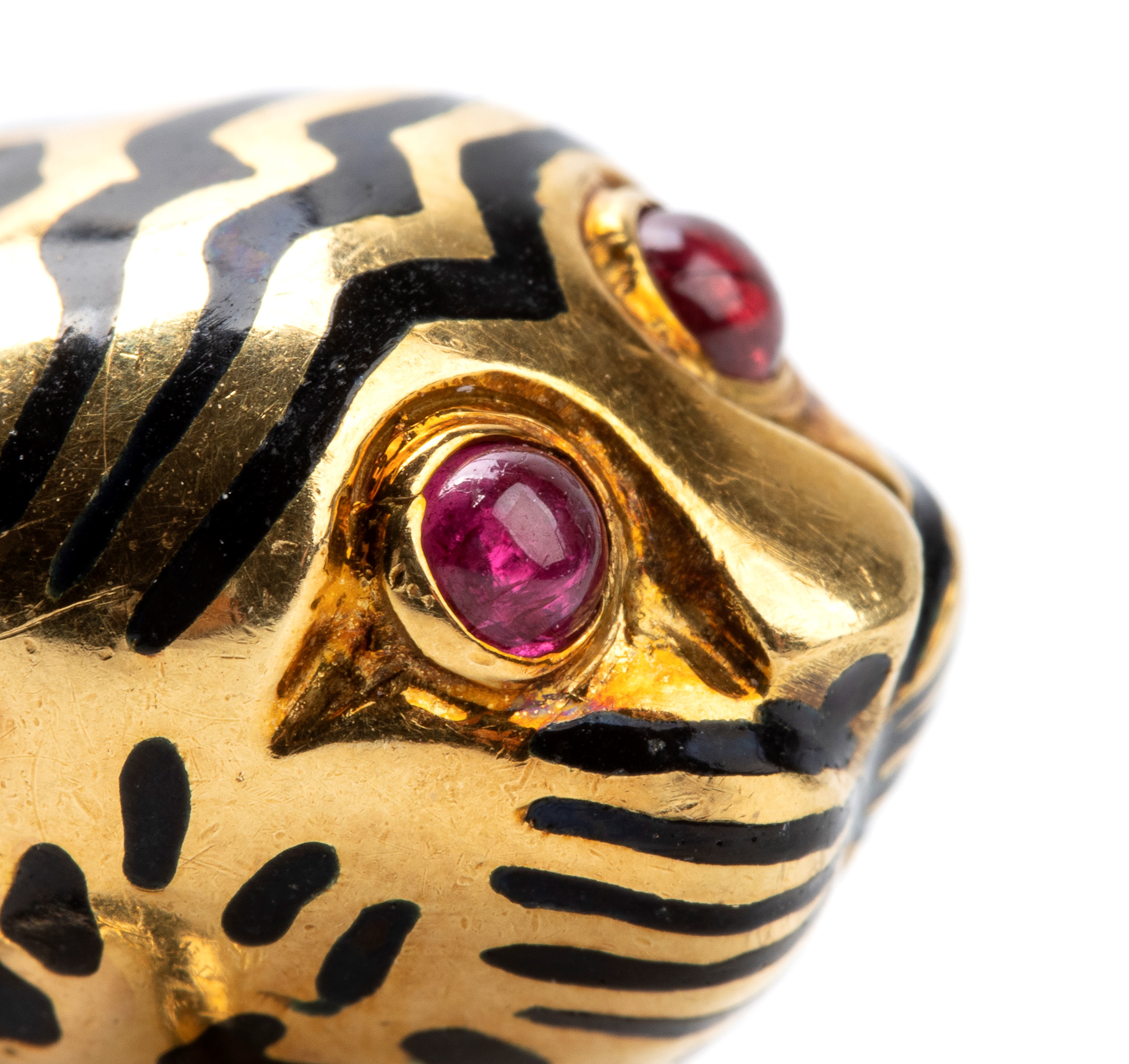 Coppia di bottoni per polsini in oro giallo e smalti