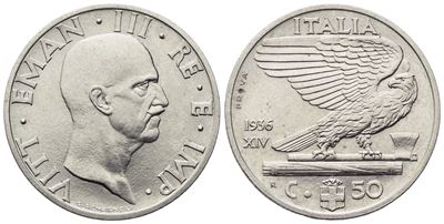 Regno D'italia. Vittorio Emanuele III (1900 - 1943). 50 Centesimi 1936 'impero' Prova. Ni (6,08 G...
