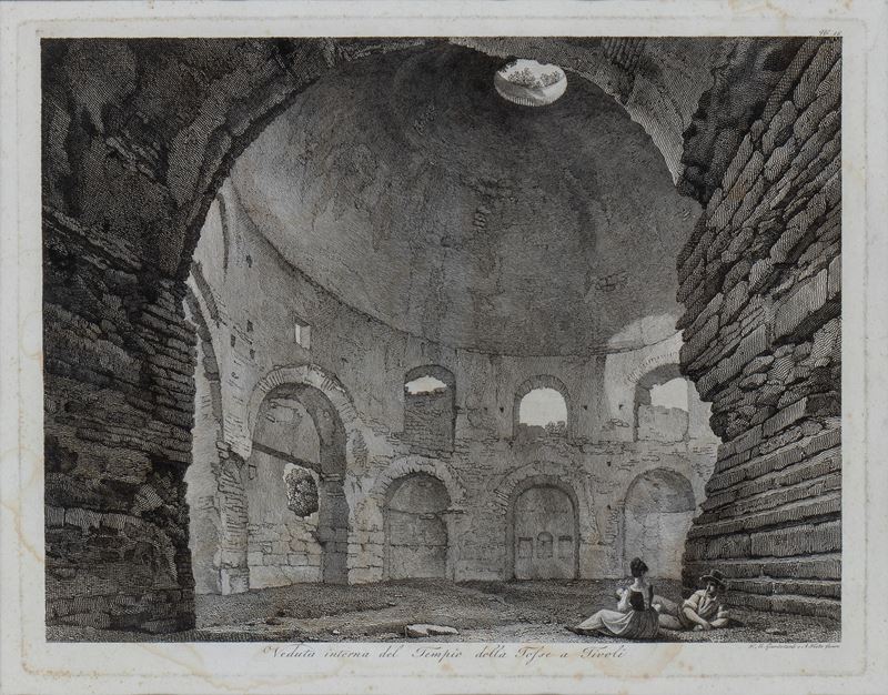 Antonio Testa - Veduta Interna del Tempio della Tosse a Tivoli