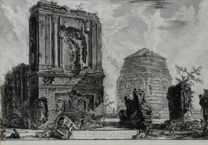 Giovanni Battista Piranesi - Veduta del Sepolcro di Pisone Liciniano su Antica Via Appia