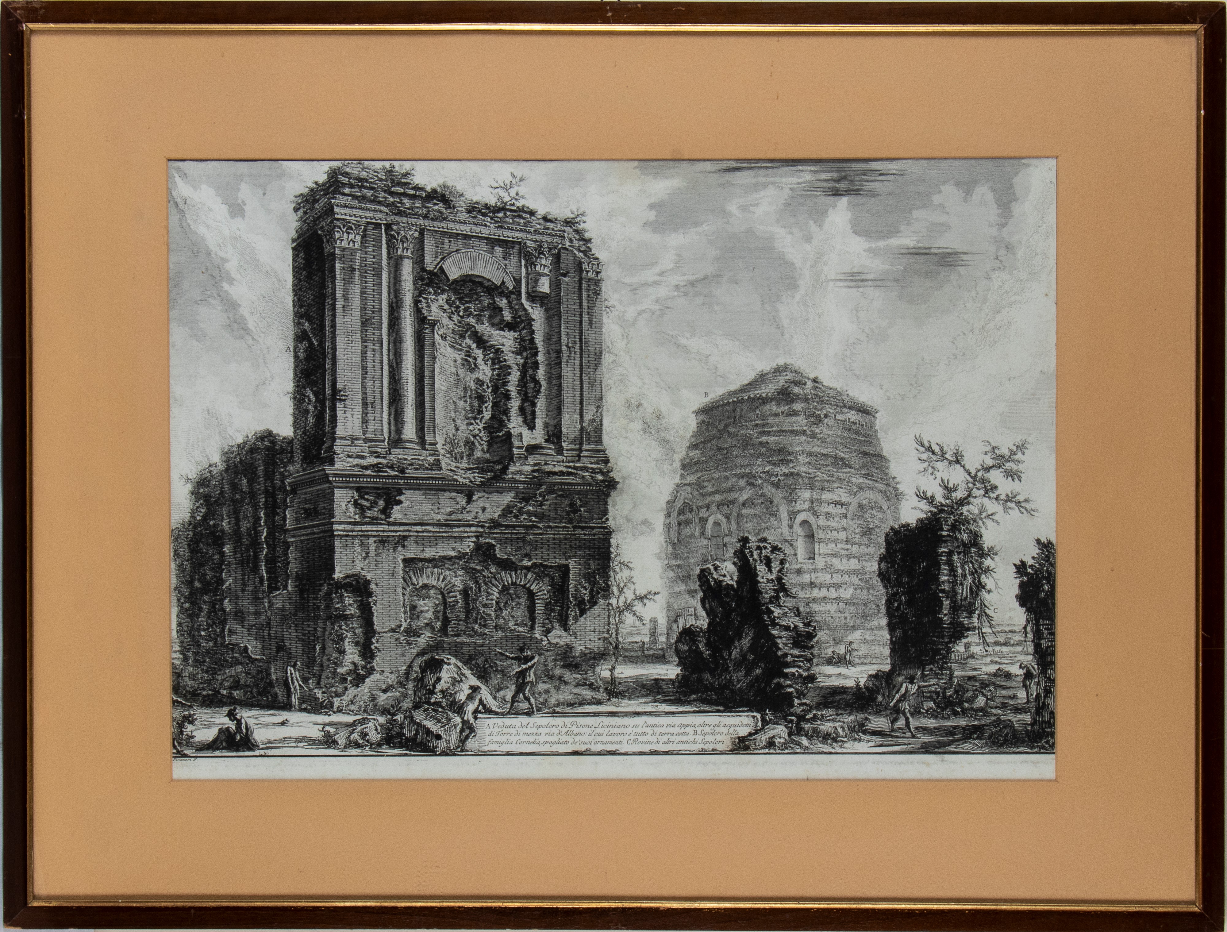 Giovanni Battista Piranesi - Veduta del Sepolcro di Pisone Liciniano su Antica Via Appia