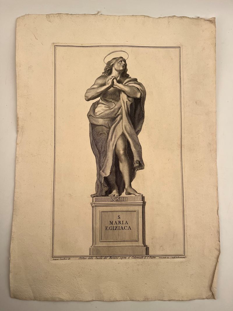 Pietro Leone Bombelli - S. Maria Egiziaca (statua della Scuola del Bernini Sopra il Colonnato di ...